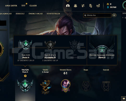 43 LEVEL PLAT 2 YÜKSEK MMR 35K ÖZ TEMİZ ACC
