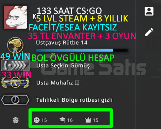 133 SAAT l 35 TL ENVANTER l FACEİT/ESEA KAYITSIZ