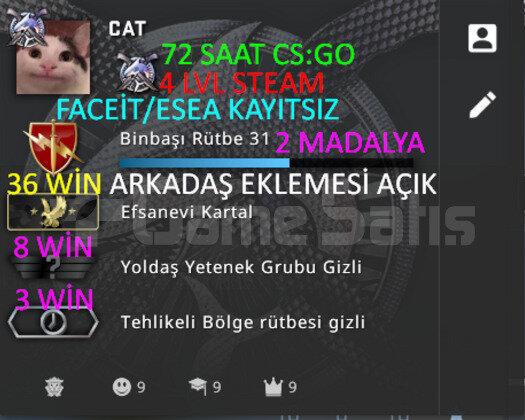 72 SAAT l 2 MADALYA l YÜKSEK RANK l FACEİT/ESEA