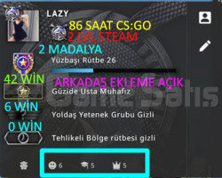 86 SAAT l 2 MADALYA l YÜKSEK RANK l ARK EKLE