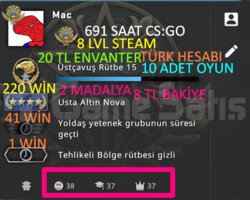 691 SAAT l 2 MADALYA l TÜRK HESABI l 8 LVL STEAM