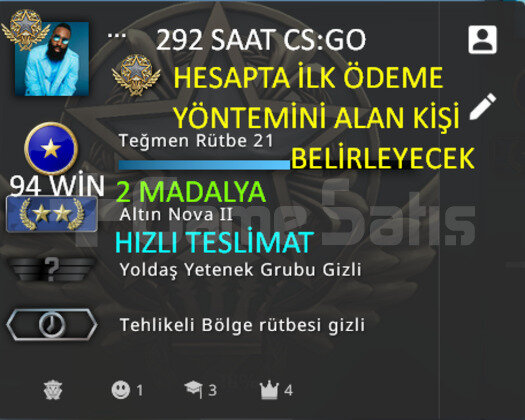 292 SAAT l 2 MADALYA l İLK ÖDEME YÖNTEMİNİ