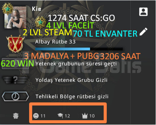1274 SAAT l 3 MADALYA l 70 TL ENVANTER l4LVLFACE