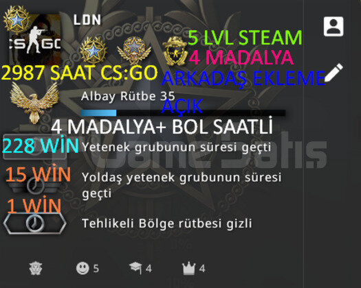 2987 SAAT l 4 MADALYA l 5 LVL STEAM l 3 OYUNLU