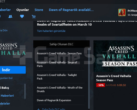 AC Valhalla Ragnarok dlcsi dahil bütün dlcler