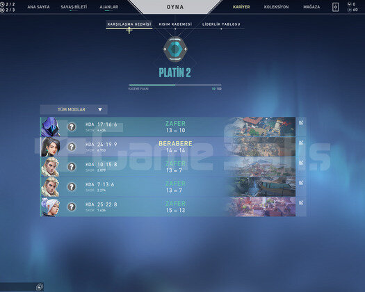 Valorant Platinum 2 50LP  Yüksek mmr