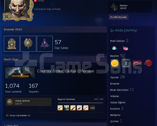 3 Madalya+60 lvl Steam+ TR Hesabı