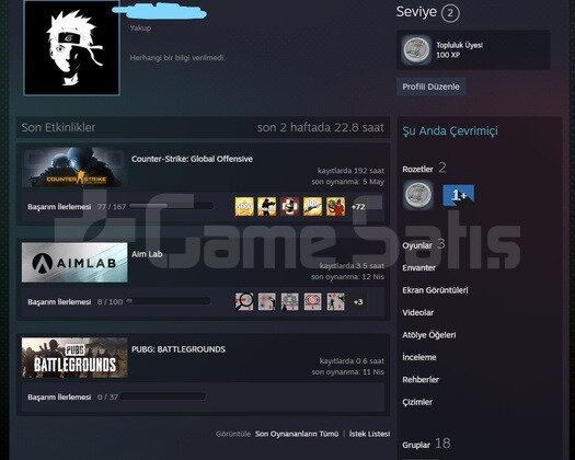 Csgo 190+ saat hesap arkadas ekleme acik