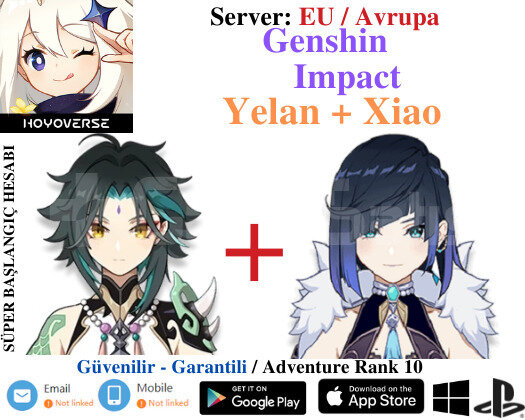 EU | AR10 Yelan + Xiao - Süper Başlangıç Hesapları