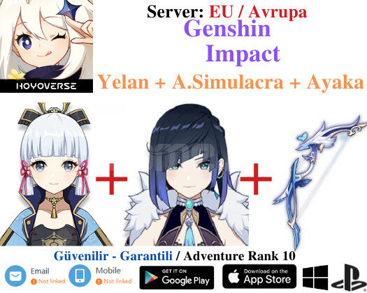 EU | AR10 Yelan + A.Simulacra + Ayaka - Premium