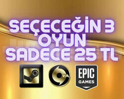 İstediğiniz 3 Oyun + Garanti + Sınırsız Destek