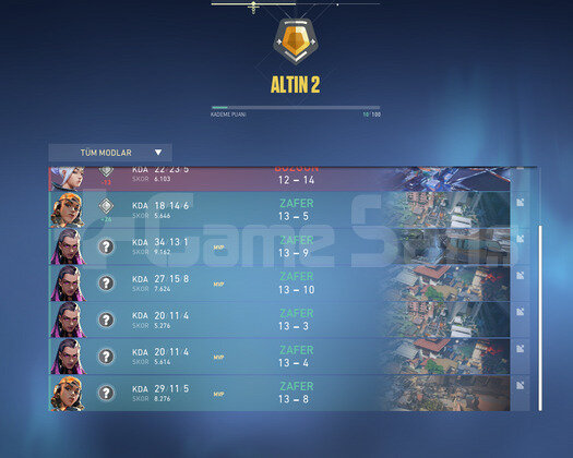 Altın 2 Çok Yüksek MMR Smurflemelik Fresh Hesap