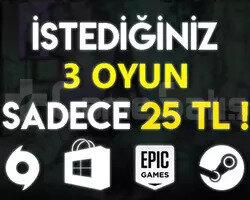 İstediğiniz 3 Oyun + Garanti + Sınırsız Destek