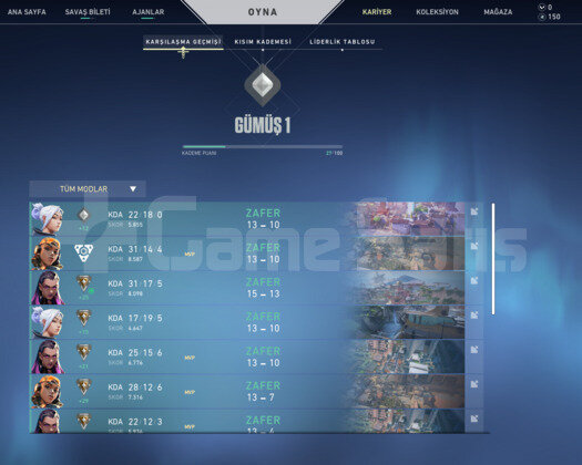 VALORANT GÜMÜŞ YÜKSEK MMR