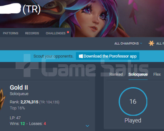 TR GOLD 2 +75 WİNRATE YÜKSEK ELO