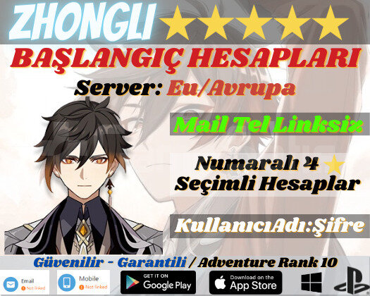 EU | AR10 ZhongLi - 40+ Pity Başlangıç Hesapları