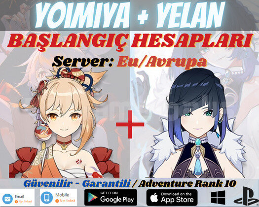 EU | AR10 Yoimiya + Yelan - Süper Başlangıç Hesabı