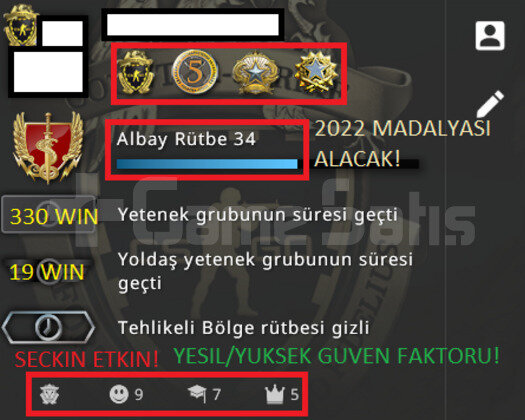 5 MADALYA | FACEIT KAYITSIZ | MAINLIK HESAP