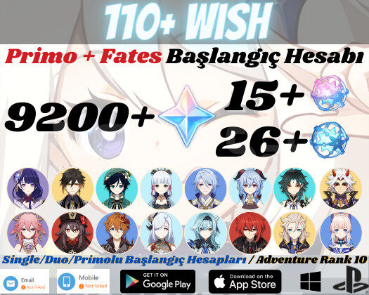 EU|AR10 110+ Wish - 9200 Primo 26+15 Fate