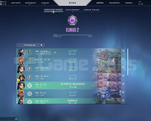 ELMAS 2 + YÜKSEK MMR FRESH HESAP