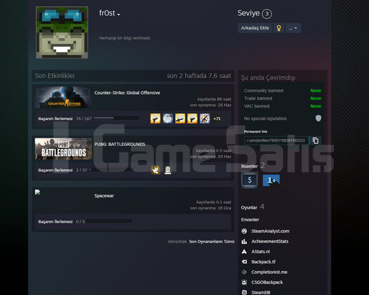 FACEIT KAYITSIZ 5 YILLIK 50 TL ENVANTERLI HESAP
