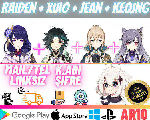 EU | AR 10 Raiden + Xiao + Jean + Keqing - Özel