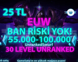 EUW 30 LEVEL UNRANKED 55K-100K MAVİ ÖZLÜ HESAPLAR