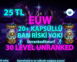 LoL EU WEST Kapsüllü 30 Level Unranked Hesaplar