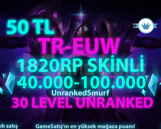 TR-EUW  EFSANEVİ VE EBEDİ SKIN SEÇİMLİ HESAPLAR