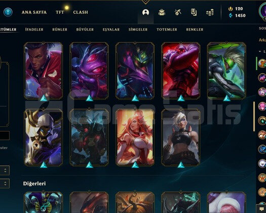 Lol +90 SKİN HESAP + 150 LEVEL + 111BİN MAVİ ÖZ