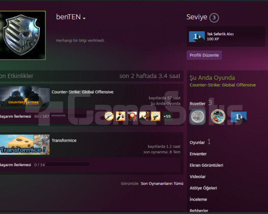 Steam 3 Level Keleş hesap!