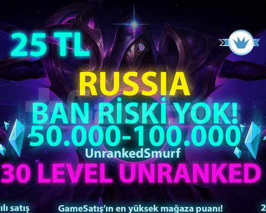 RU 30 Level Unranked Hesap - Russia