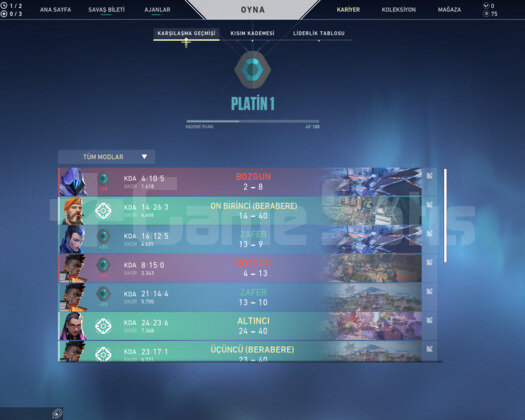 Valo + Lol Plat Hesap