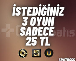 İstediğiniz 3 Oyun + Garanti + Sınırsız Destek