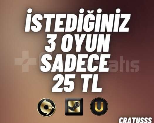 İstediğiniz 3 Oyun + Garanti + Sınırsız Destek