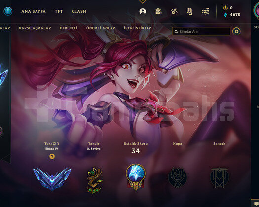TR Elmas 4 | 5 Kostüm - 30 Hero | LoL Hesap