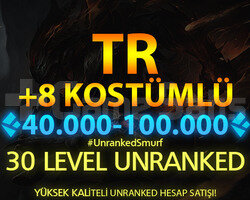 TR 40K+ ÖZ +8 KOSTÜMLÜ 30 LEVEL UNRANKED HESAPLAR