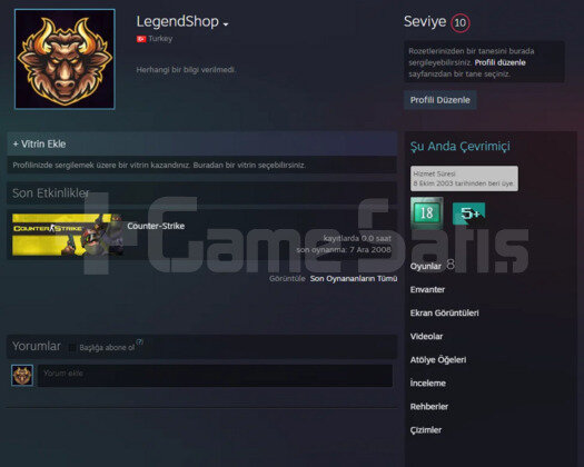 18 YILLIK STEAM 10 LEVEL STEAM 5000+GÜN OFF