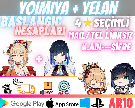 EU | AR10 Yoimiya + Yelan - Süper Başlangıç Hesabı