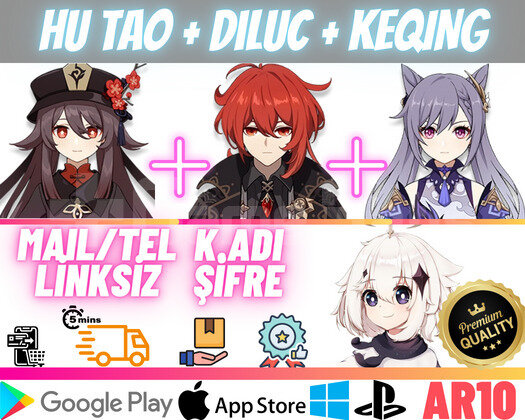 EU | AR10 Hu Tao + Diluc + QiQi - Süper Başlangıç