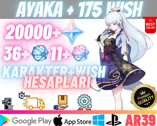 EU | AR39 Ayaka + 175 Wish - 20000 Primo 36+11Fate