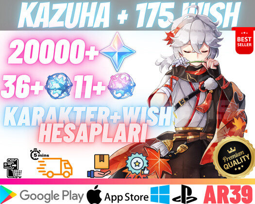EU| AR39 Kazuha + 175 Wish - 20000 Primo 36+11Fate