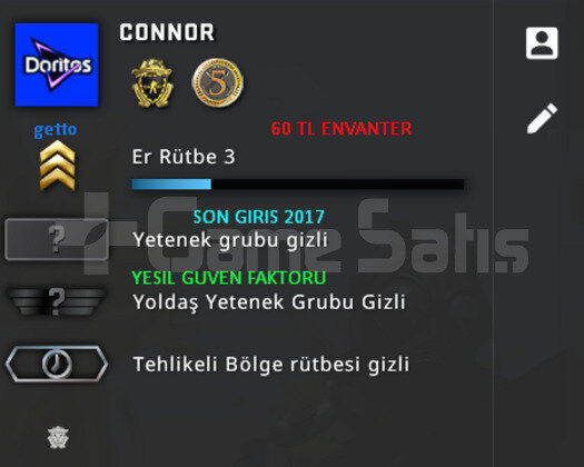 2 MADALYALI 60 TL ENVANTER CSGO PRIME HESAP