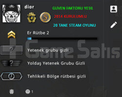 2 MADALYALI 20 OYUNLU CSGO PRIME HESAP