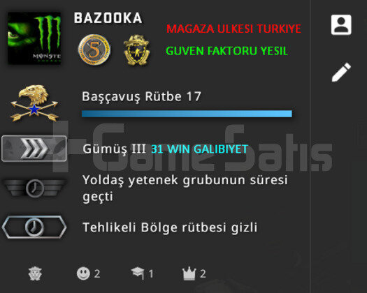 2 MADALYA MAGAZA ULKESI TURKIYE CSGO PRIME HESAP