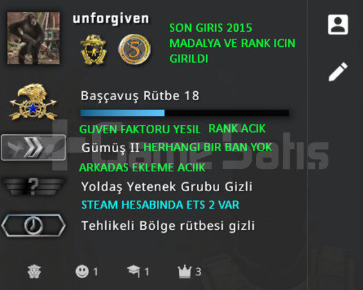 2 MADALYALI RANK ACIK ETS 2 LI CSGO PRIME HESAP