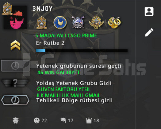 ILK MAIL | 5 MADALYA | GUVEN FAKTORU YESIL | CSGO