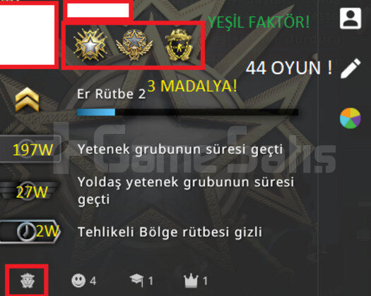 3 MADALYA 44 OYUNLU YEŞİL FAKTÖR TÜRK HESABI !