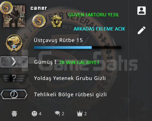 2 MADALYA | PRİME CSGO | SILVER 1 HESAP