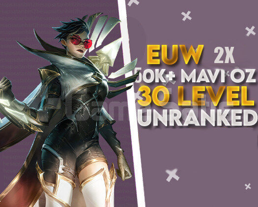 2x LoL EUW +50K ÖZ 30 Level Unranked Hesap